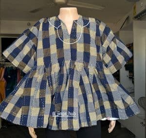 MENS BATAKARI - Blue Beige Check